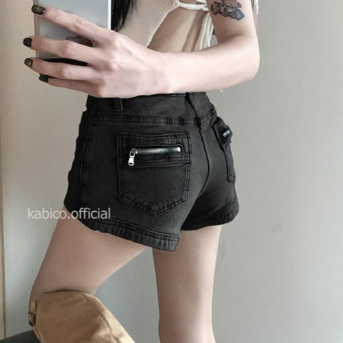 Quần Short Jeans Nữ , Quần Đùi Nữ Chất Liệu Denim Phối Túi Sau Phong Cách Đường Phố Trung Quốc L10 | BigBuy360 - bigbuy360.vn