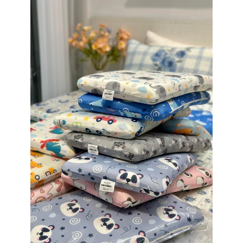 Gối cao su non cho bé vải thun lạnh 0-1-2-3-4-5-6 tuổi - Chống méo đầu, đổ mồ hôi, tạo giấc ngủ ngon