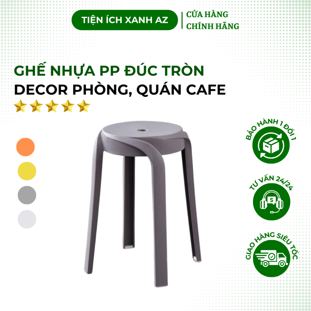 Ghế đôn nhựa quán cafe, ghế đẩu nhựa đúc decor phòng khách phòng trà quán trà chanh nhà hàng khách sạn sang trọng