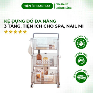 Kệ xe đẩy 3 tầng đựng đồ đa năng, xe đẩy vip sang trọng tiện ích tiệm nail mi spa phòng khách phòng bếp phòng ngủ