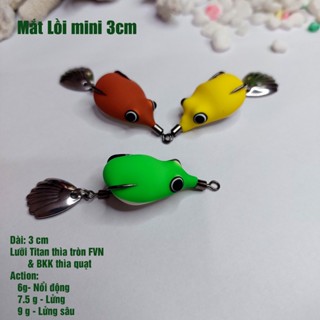  Mồi câu Lure Mắt Lồi Mini dài 3cm lưỡi BKK thìa quạt & titan thìa tròn trị bú bình 