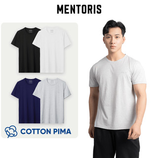  Áo thun nam ngắn tay Mentoris áo t-shirt cổ tròn basic logo dệt nổi cotton mềm co giãn - MTS03 