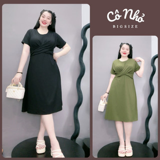 Đầm Nữ Bigsize Sang Chảnh Tay Ngắn Vạt Chéo Ngực Thanh Lịch Dáng Váy Dài Qua Gối Vải Thun Gân G76
