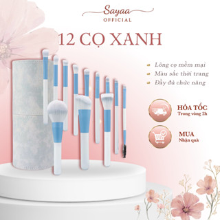 Bộ cọ trang điểm cá nhân gồm 12 cọ lông siêu mềm mượt đi kèm túi đựng hoặc ống cắm siêu đẹp, dụng cụ trang điểm Sayaa