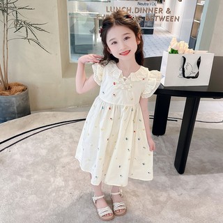 Váy cánh tiên phối ren trắng bi mùa hè cho bé gái 10-30kg