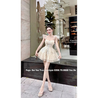 [SIÊU HOT] Váy tơ nơ chìm phối khuy dọc chân váy tầng tiểu thư sang chảnh / maybecloset