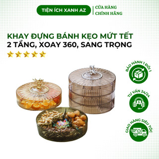 Khay đựng mứt tết, khay đựng bánh kẹo hình huơu 2 tầng xoay 360 độ hiện đại sang trọng phong cách châu âu