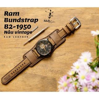 Combo Dây Đồng Hồ Da Bò Handmade Sáp Nâu RAM Leather B2 1950 Siêu bền 18mm, 20mm, 22mm, Casio 1200, AW iwatch