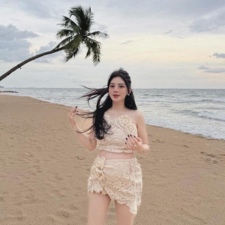 Set ren đính hoa cao cấp đi biển cực cute