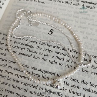 Lắc chân bạc nữ TLEE, vòng chân sợi xù kim tuyến mix chuỗi trai treo chuông nhỏ nữ tính TLEE JEWELRY