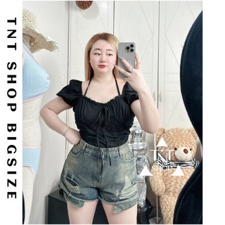ÁO CROPTOP BIGSIZE LƯNG THUN NHÚN EO[TNT SHOP BIGSIZE 60KG 90KG]