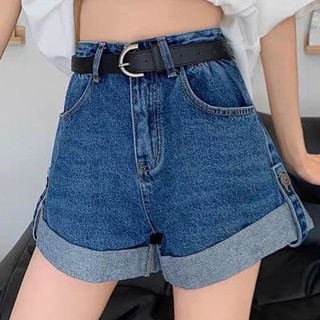 Quần Short Jeans Nữ Quần Đùi lưng cao, Quần short jean nữ cạp cao ưng cao, quần đùi nữ ống rộng lật đai cạp