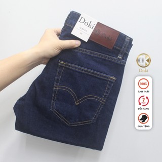 Quần Jean Nam Cao Cấp Xanh Đen Trơn, Quần Bò Nam Dáng Đứng Ôm Nhẹ, Chất Vải Co Giãn Thoải Mái, DOKI XT-02