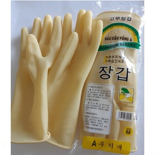 Bịch 10 đôi găng tay cao su Sắc Cầu Vồng A dài 29cm đủ size, găng tay rửa bát, rửa chén