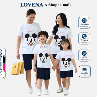 Áo Thun Gia Đình Chuột Mickey Disney Cao Cấp Chất Cotton 100%,Áo thun gia đình cho bố mẹ và bé trẻ em