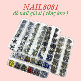 Khay đá chân keo đính móng Mix Size , đá nail khay 12 ô