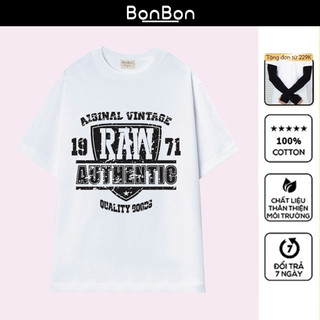 Áo thun, áo phông nam nữ form rộng 100% cotton, co giãn 2 chiều, cổ bo tròn, hình in Pet có thể giặt máy BonBon - AC1008