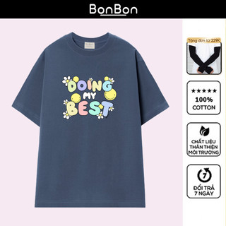 Áo thun unisex, áo phông form rộng 100% cotton, co giãn 2 chiều, cổ bo tròn, hình in Pet có thể giặt máy BonBon - AH2541
