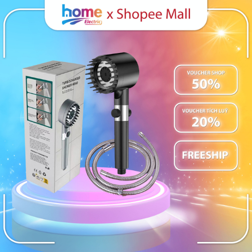 Vòi Hoa Sen, Vòi Nhà Tắm Tăng Áp Lực Nước Chất Liệu Mạ Inox Chống Gỉ Tay Cầm Đen Nhám 4 Chế Độ Xả Nước Tặng Kèm Dây 1,5m