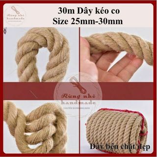 Dây thừng kéo co, dài 30m, đường kính 2.5cm và 3cm, dùng tập gym, xích đu, kéo co, hàng rào