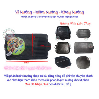 Vỉ nướng bếp ga chảo nướng Hàn Quốc chống dính dài 1 quai 43x24cm tiện lợi trong gia đình