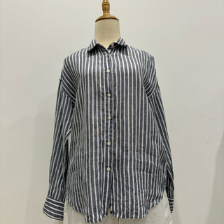 [Hàng si]_Áo Uni size M vải linen sọc xám siêu đỉnh