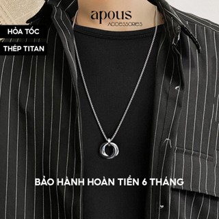 DC040 - Dây chuyền nam nữ mặt 3 khoen tròn đen - Thép Titan - Phụ kiện trang sức Unisex Apous