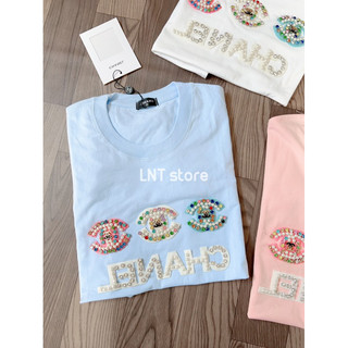 [LNT]Áo thun màu xanh dương baby CN tựa áng mây sang trọng dễ thương tông pastel cực cưng đính đá kì công phức tạp
