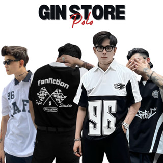 Áo thun polo fafic phong cách blockcore cổ bẻ chất vải cotton 300gsm phông tay lỡ form rộng unisex nam nữ gin store