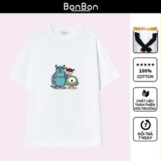 Áo thun nam nữ, áo phông oversize 100% cotton, co giãn 2 chiều, cổ bo tròn, hình in Pet có thể giặt máy BonBon - AH2527