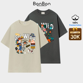 Áo thun nam nữ, áo phông oversize 100% cotton, co giãn 2 chiều, cổ bo tròn, hình in Pet có thể giặt máy BonBon - AH2508