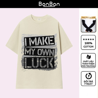 Áo thun unisex, áo phông form rộng 100% cotton, co giãn 2 chiều, cổ bo tròn, hình in Pet có thể giặt máy BonBon - AC1022