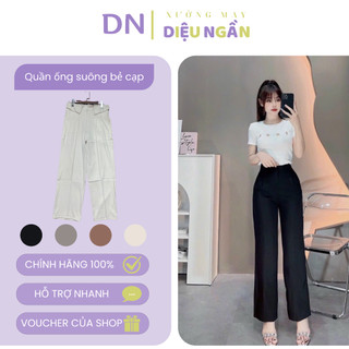 Quần ống suông lưng cao chất vải ruby hàn loại 1, Quần ống rộng cạp bẻ 2 bên siêu xinh