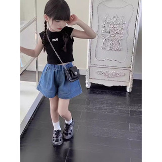 Quần short bò JEANBECO, Short jeans ngắn đại cho bé gái và bé trai phối 2 túi trước phong cách Hàn quốc QS24