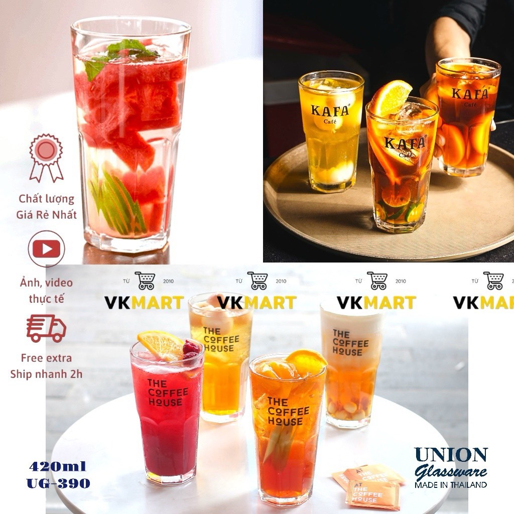 Bộ ly thủy tinh Union glass, cốc sinh tố, cocktail, nhập khẩu Thái Lan, UG-390 - 420ml (6 cái/ bộ)