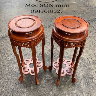 Đôn tròn phượng gỗ gõ đỏ,đôn bày đô tròn cao cấp,kê đồ cỡ mặt tròn 30cm cao có 40 50 60 70 80