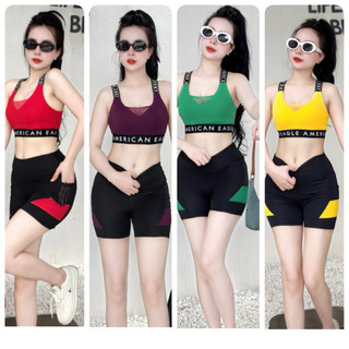 Bộ quần áo đùi tập gym,yoga, jumba ,thể thao kèm mút