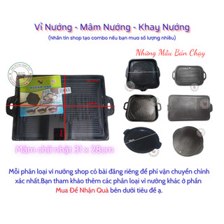 Chảo nướng thịt bbq Hàn Quốc chữ nhật nhôm chống dính 31x28cm đa dụng giá tốt