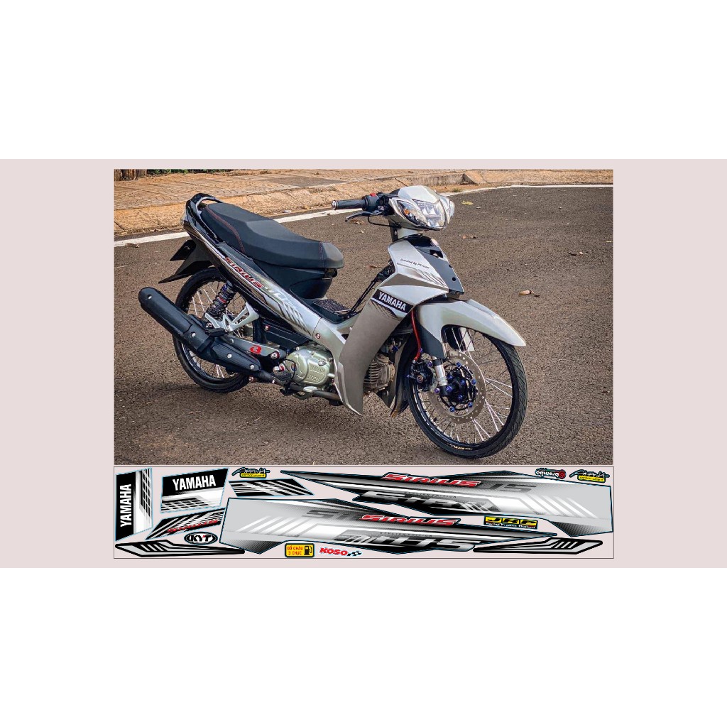 TEM CHẾ SIRIUS BẠC ĐEN DÁN XE ỐP SƯỜN SAU ĐEN BỬNG TRƯỚC BẠC