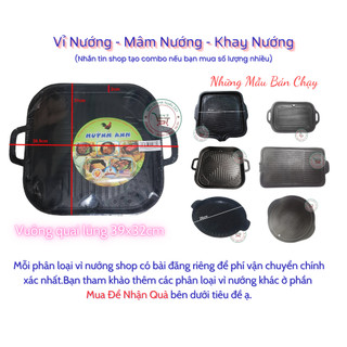 Chảo nướng thịt BBQ Hàn Quốc nhôm vuông quai lủng chống dính Huỳnh Anh 39x32 dùng bếp ga giá rẻ