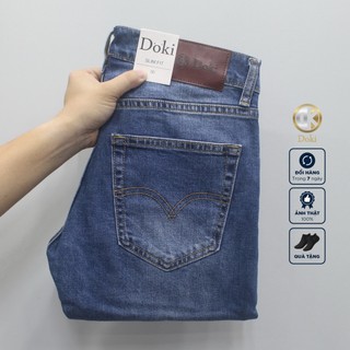 Quần Jean Nam Cao Cấp Xanh Nhạt DK-08, Quần bò nam dáng đứng ôm nhẹ Slimfit, chất vải co giãn mềm mịn - Doki