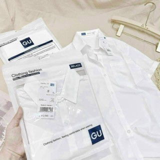 Áo Sơ Mi GU Trắng Nữ Túi Zip, Hàng Thiết Kế Cao Cấp [ ẢNH VÀ VIDEO THẬT ]