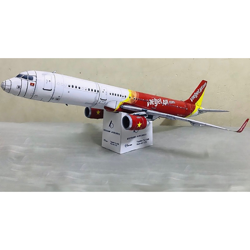 mô hình giấy máy bay vietjet air.com airbus a321 tỉ lệ 1:100