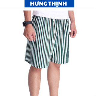 Quần Đùi Nam trung niên (40-100kg) có bigsize cho bố Kẻ Sọc Trắng Thun Co Giãn Có Túi Sau Mặc Ngủ,Mặc Nhà Thoáng Mát