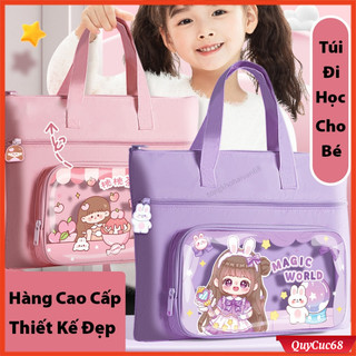 Túi Học Thêm 3 Ngăn, Túi Vải Canvas Sức Chứa Lớn Đựng Vừa Giấy A4 Thiết Kế Cute Dễ Thương Nhiều Mẫu Mã Lựa Chọn