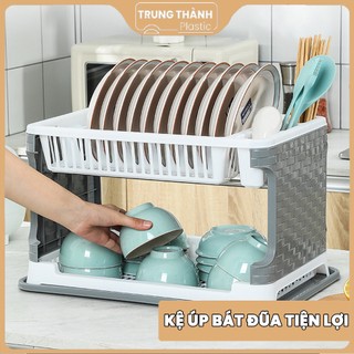 Giá úp chén bát đĩa 2 tầng ráo nước tiện lợi