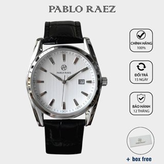 Đồng hồ dây da nam chính hãng PABLO RAEZ sang trọng lịch ngày chống nước 3ATM cao cấp R301