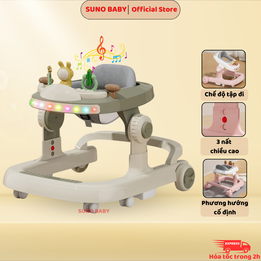 Xe tập đi hình chữ U cho bé, CÓ NHẠC, ĐỒ CHƠI, KHAY ĂN, cho bé từ 6 - 36 tháng tuổi, SUNOBABY