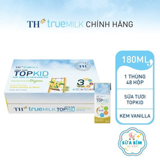 THÙNG Sữa Tươi Tiệt Trùng TH true MILK Công Thức TOPKID Hoàn Toàn Từ Sữa Tươi Organic – Vị Kem Vanilla Tự Nhiên 180 ml