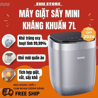 Máy giặt mini cho bé khử trùng oxy hoạt tính ánh sáng xanh diệt 99% vi khuẩn,tích hợp giặt sấy khô 70o,máy giặt đồlót